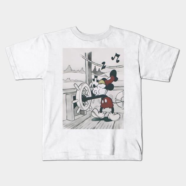 Steamboat Willie Kids T-Shirt by Art engineer